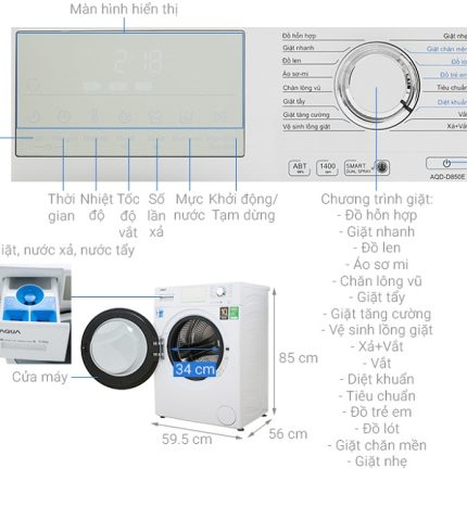 Máy giặt AQUA Inverter 8.5 Kg AQD-D850E W